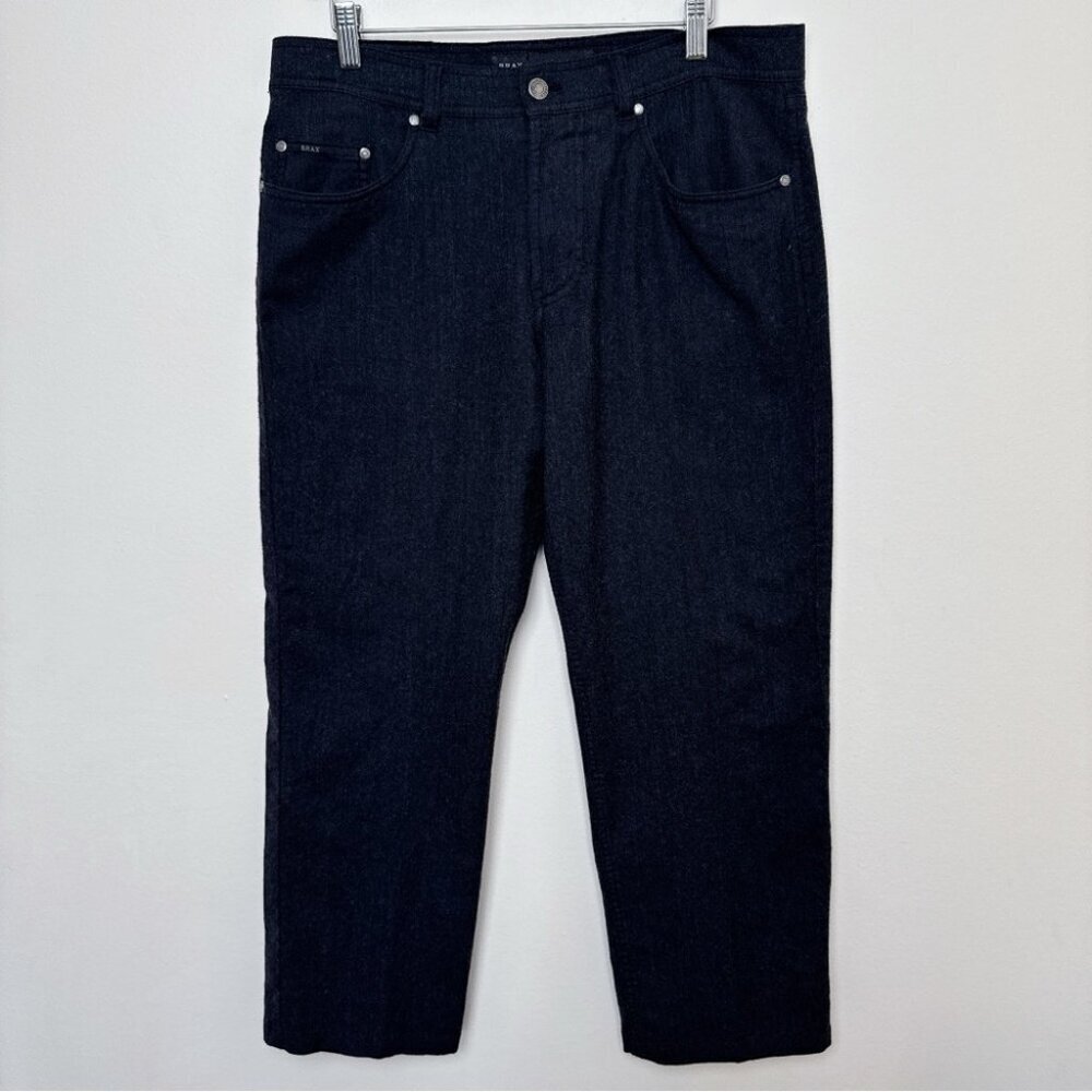 Brax Feel Good Mens 32 Cesar Straight Leg Wool Pant Grey Color